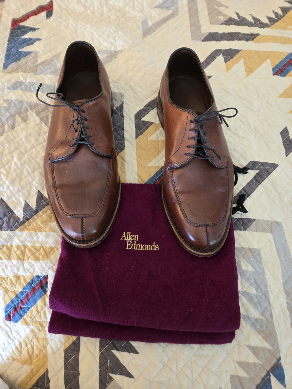 Allen Edmonds Delray Brown Leather Split Toe Dress Shoes Mens Size 7.5 7 1/2